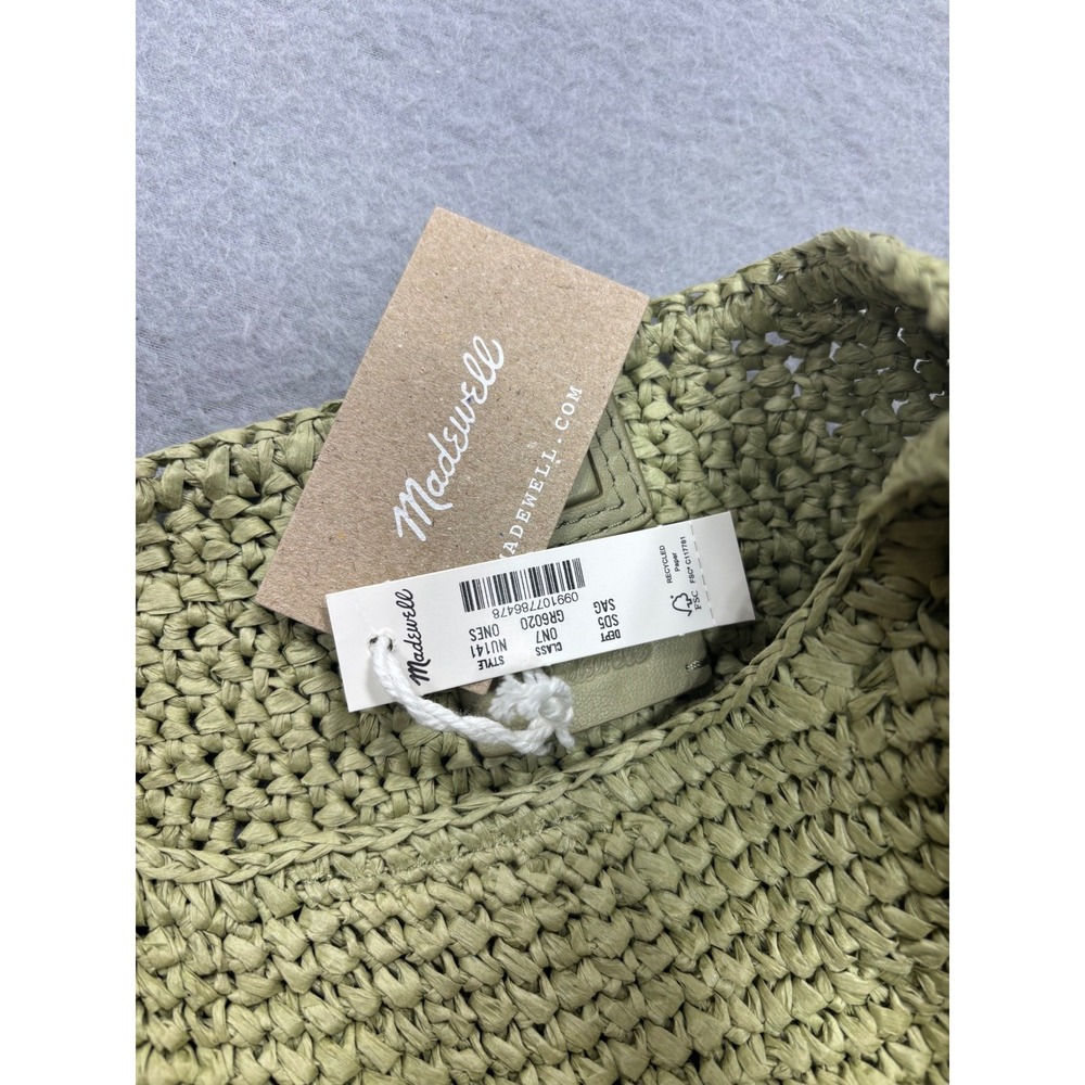 Madewell Camren Straw Bag Sagebrush Shoulder OS Crochet Hobo Bag Green Woven NWT - Picture 7 of 11